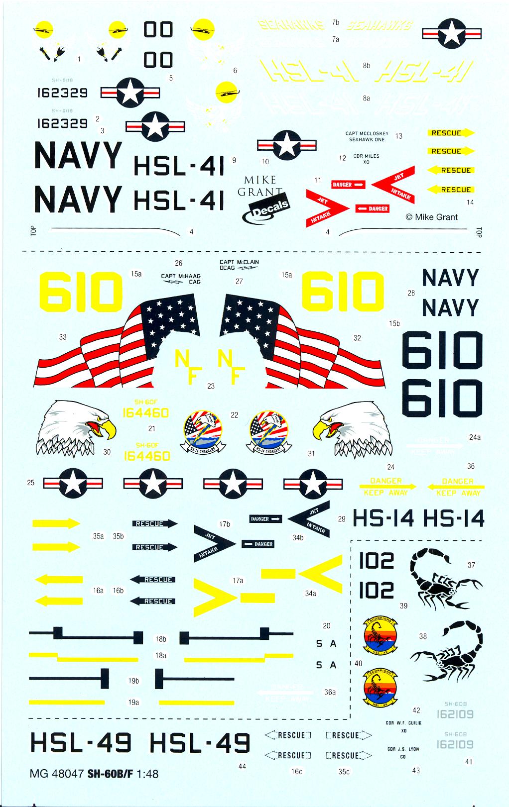 Mike Grant Decals 1/48 SIKORSKY SH60 SEAHAWK U.S. Navy Helicopter eBay